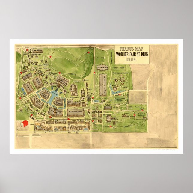 Pôster Mapa das Ruas do Mundo em Louis, 1904 (Frente)