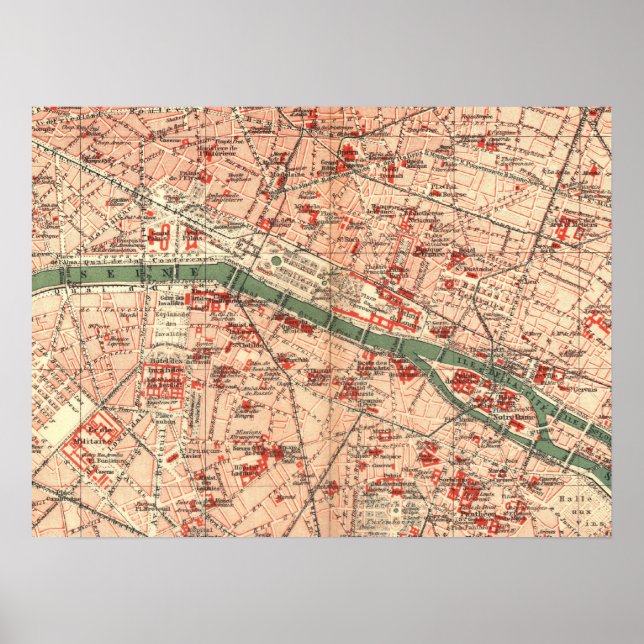 Poster Mapa das Vintagens de Paris (1910) (Frente)
