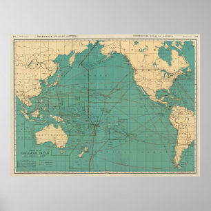 Poster Mapa das Vintagens do Oceano Pacífico (1924)