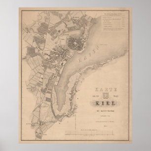 Poster Mapa das vítimas de Kiel Alemanha (1853)