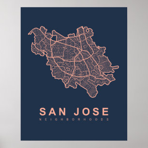 Poster Mapa das vizinhanças de San Jose