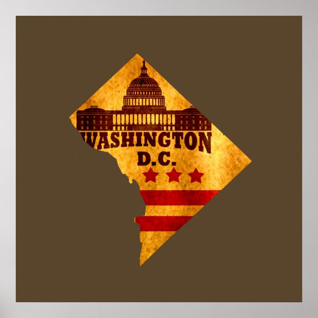 Poster mapa dc do washington (Frente)