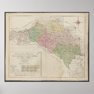 Poster Mapa de 1780 dos Reinos da Galícia e Lodoméria