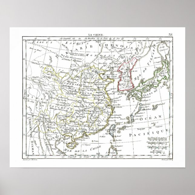 Poster Mapa de 1806 - La Chine (Frente)