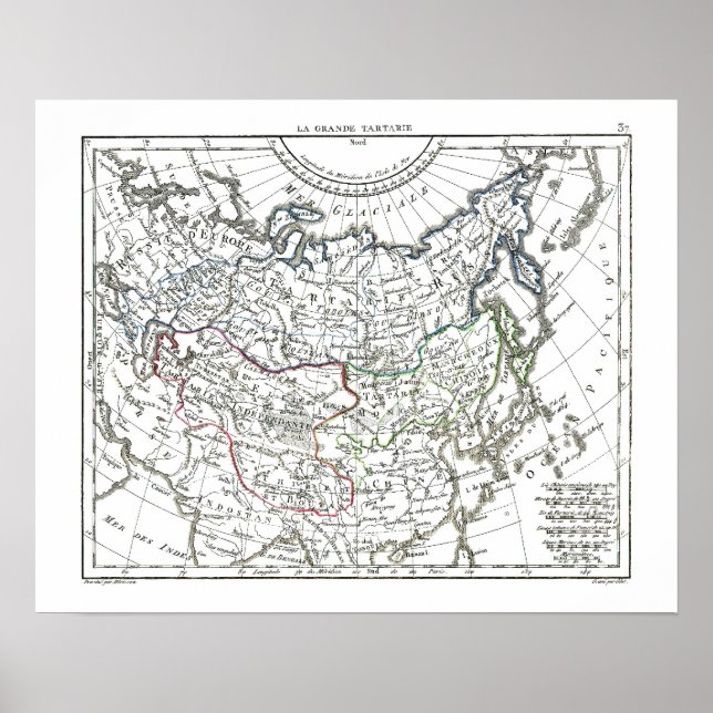 Pôster Mapa de 1806 - La Grande Tartarie (Frente)