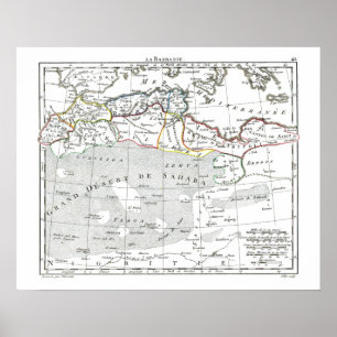 Pôster Mapa de 1806 - L'Barbarie