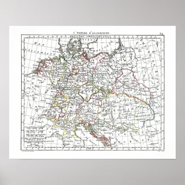 Poster Mapa de 1806 - L'Empire d'Allemagne (Frente)