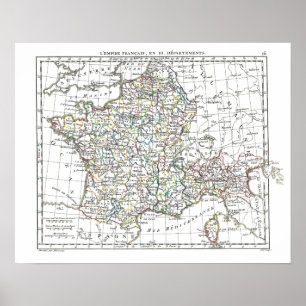 Pôster Mapa de 1806 - L'Empire Francais en 111