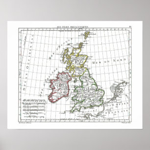 Pôster Mapa de 1806 - Les Isles Britaniques