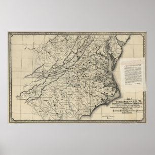 Pôster Mapa de 1876 da Virgínia Ocidental
