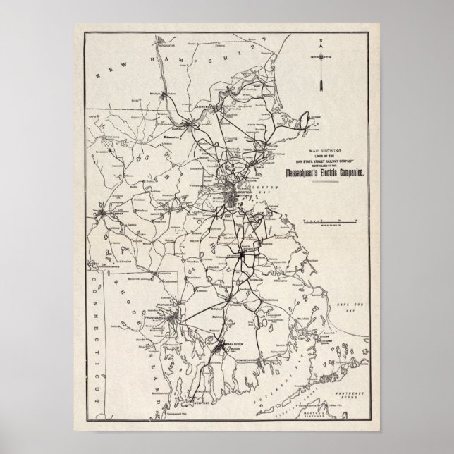 Poster Mapa de 1913 da Companhia de Trânsito de Lehigh Va (Frente)