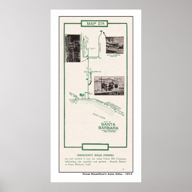 Poster Mapa de 1914, Cidade de Papais noeis Barbara (Frente)