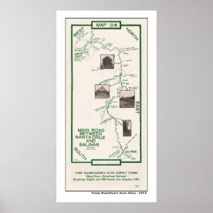 Pôster Mapa de 1914, Papais noeis Cruz a Salinas