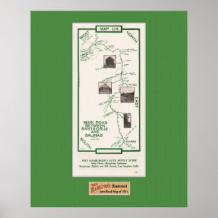 Poster Mapa de 1914, Papais noeis Cruz a Salinas, Matriz