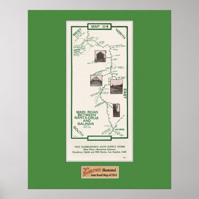 Poster Mapa de 1914, Papais noeis Cruz a Salinas, Matriz  (Frente)