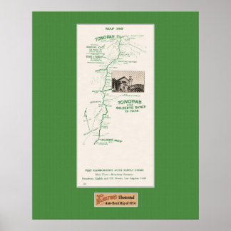 Pôster Mapa de 1914, Tonopah para o Ranch de Gilbert