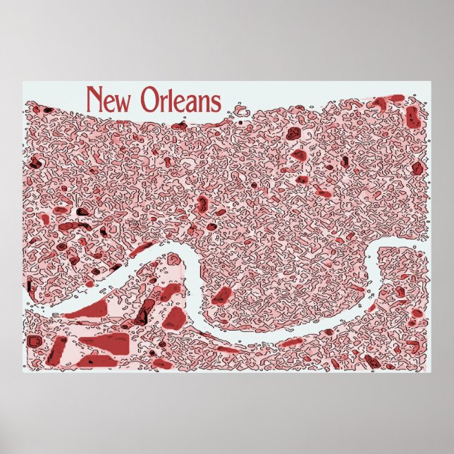 Poster Mapa de Abstrato de Nova Orleans (Frente)