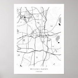 Poster Mapa de Abstrato Mínimo Simples Winston-Salem