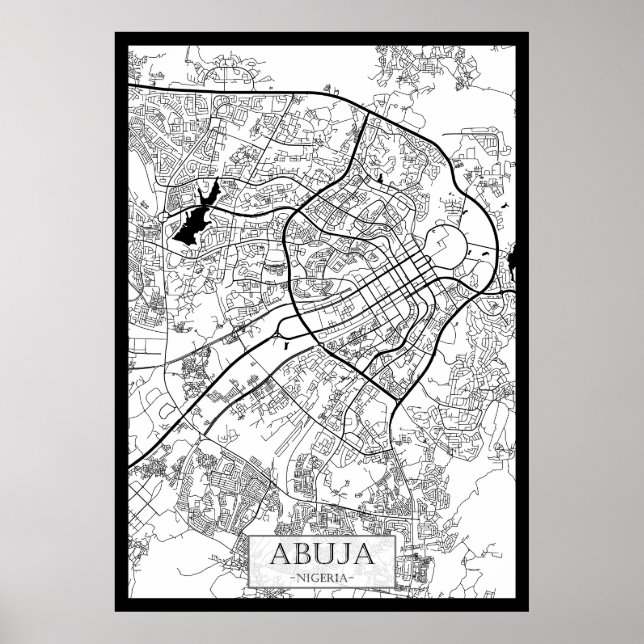 Poster Mapa de Abuja Nigéria (Frente)