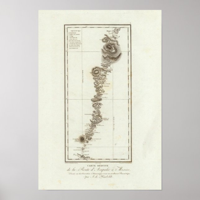 Pôster Mapa de Acapulco para a Cidade do México (Frente)