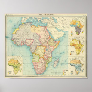 Pôster Mapa de África com rotas de transporte