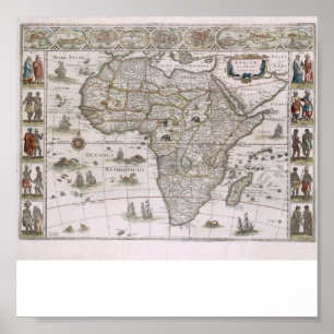 Pôster mapa de África desde 1600