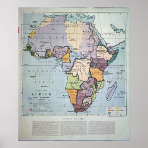 Pôster Mapa de África que mostra os limites do Tratado,