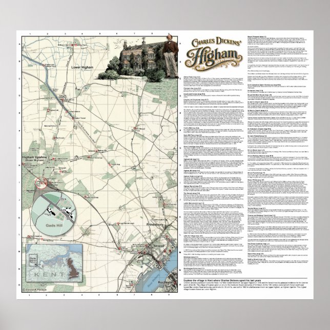 Poster Mapa de alta resolução de Higham de Charles Dicken (Frente)