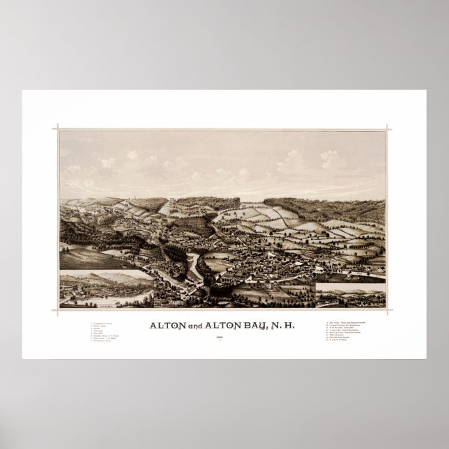 Poster Mapa de Alton New Hampshire em 1888 (Frente)