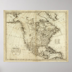 Pôster Mapa de America do Norte