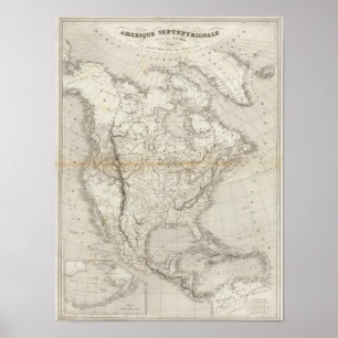 Pôster Mapa de America do Norte
