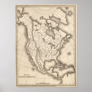 Pôster Mapa de America do Norte