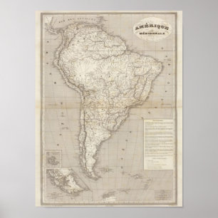 Pôster Mapa de Ámérica do Sul