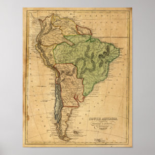Pôster Mapa de Ámérica do Sul por Worcester