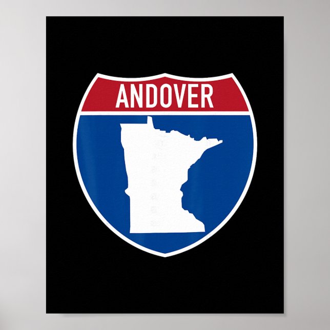 Poster Mapa de Andover Minnesota Sinal de Estrada Interes (Frente)