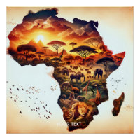 Mapa de animais da África em fantasia