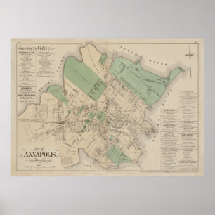 Poster Mapa de Annapolis MD (1878)