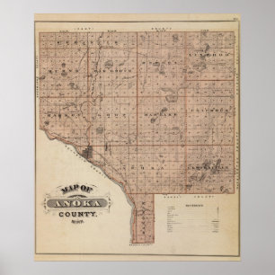 Pôster Mapa de Anoka County, Minnesota