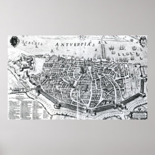 Pôster Mapa de Antuérpia
