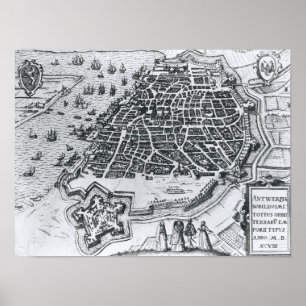 Pôster Mapa de Antuérpia, 1598