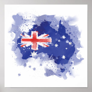 Poster Mapa de Aquarela da Austrália