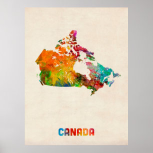 Pôster Mapa de Aquarela do Canadá