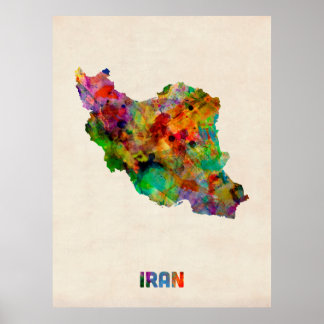 Poster Mapa de Aquarela do Irã