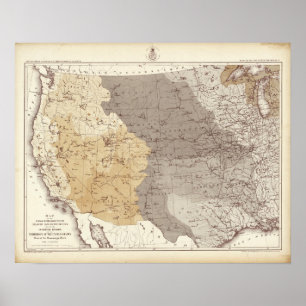 Pôster Mapa de áreas de drenagem dos E.U.
