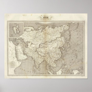 Pôster Mapa de Ásia