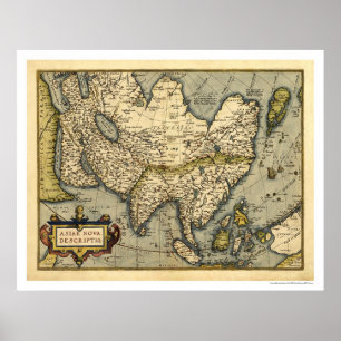 Pôster Mapa de Ásia por Ortelius 1570