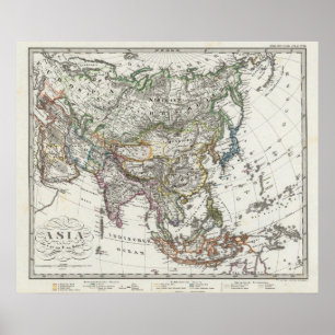 Pôster Mapa de Ásia por Stieler