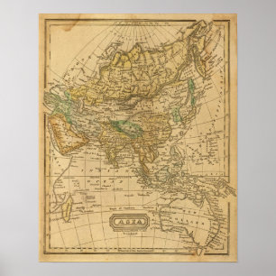 Pôster Mapa de Ásia por Worcester