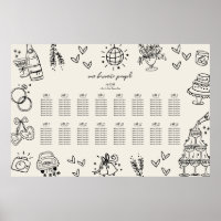 Mapa de Assentos de Casamento Caprichoso Vintage D