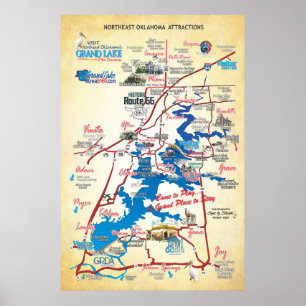 Poster mapa de atrações OK nordeste - faux